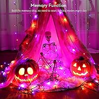Vista 6 de Brizled Luces de Halloween Moradas y Naranjas, 95.14 pies 240 Luces LED de Cadena de Halloween Conectables con Temporizador, 8 Modos Luz Naranja