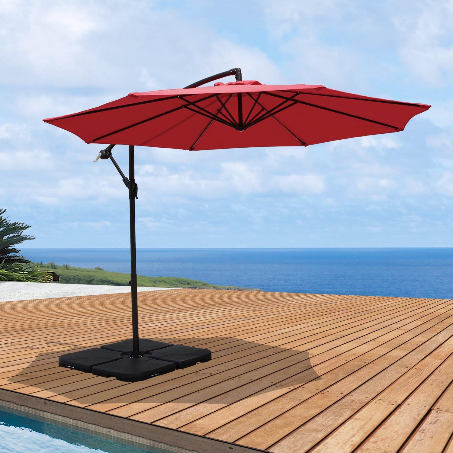 PATIOROMA 10 Feet Aluminum Offset Patio Umbrella with