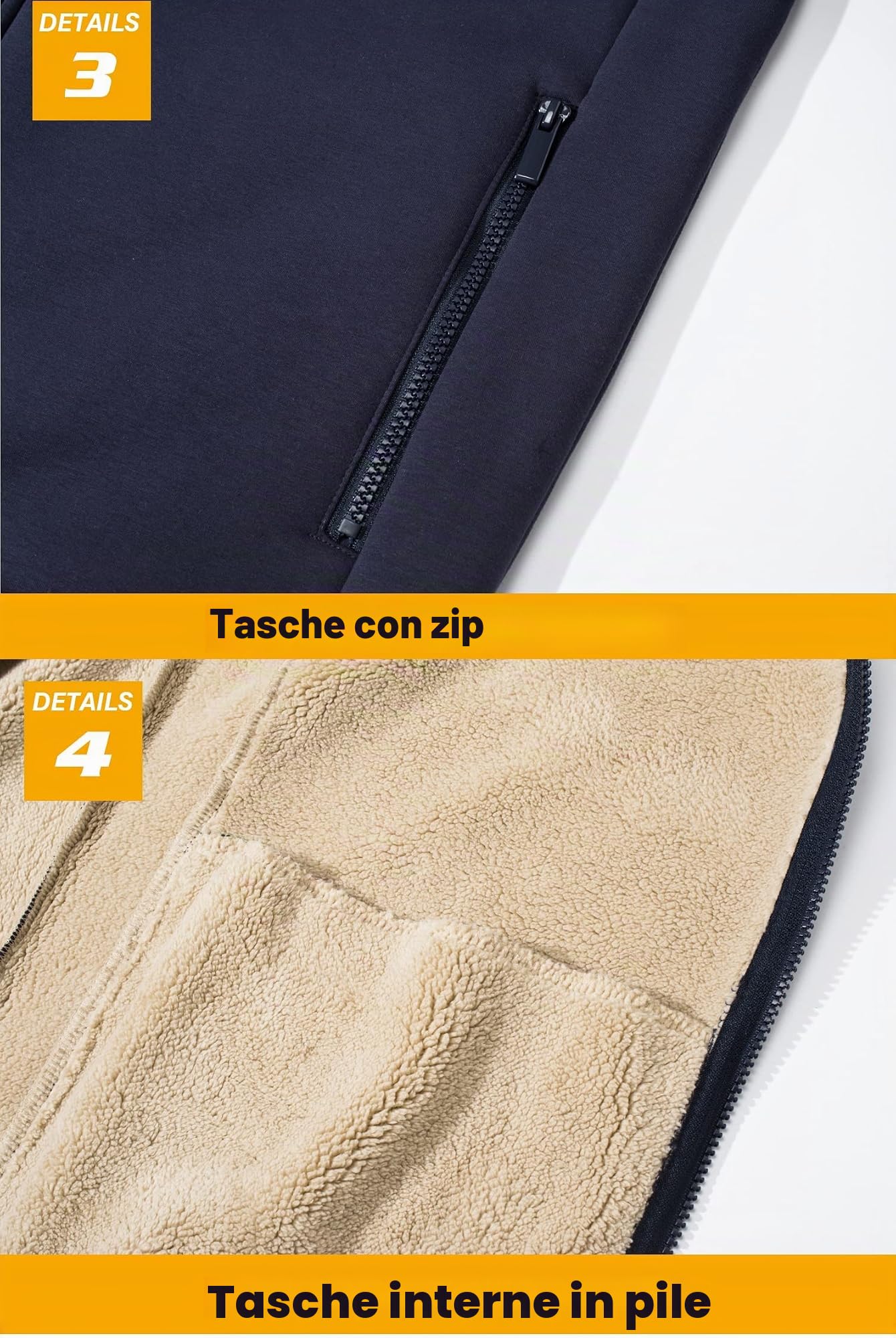 TACVASEN Uomo Giacca in Pile Felpato Giacca Invernale Calda Sport Streetwear