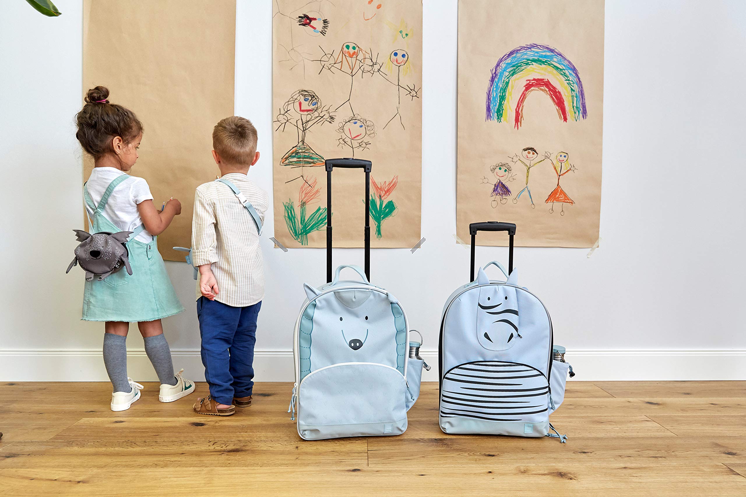 LÄSSIG Kinderkoffer Trolley Reisekoffer mit Teleskopstange und Rollen ab 3 Jahre, 45 cm, 17 L/Trolley About Friends, Lou Armadillo