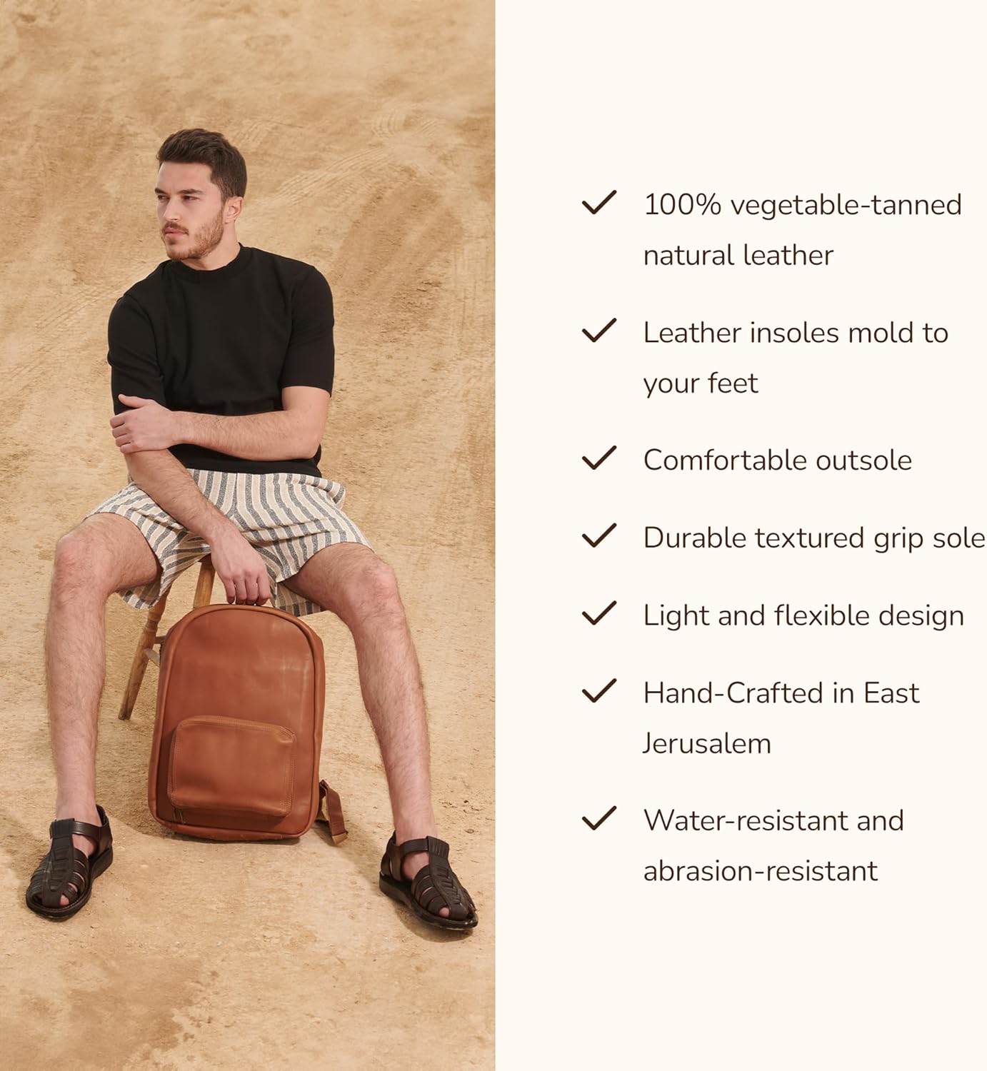 Barak - Leather Closed Toe Sandal - Men Sandals
