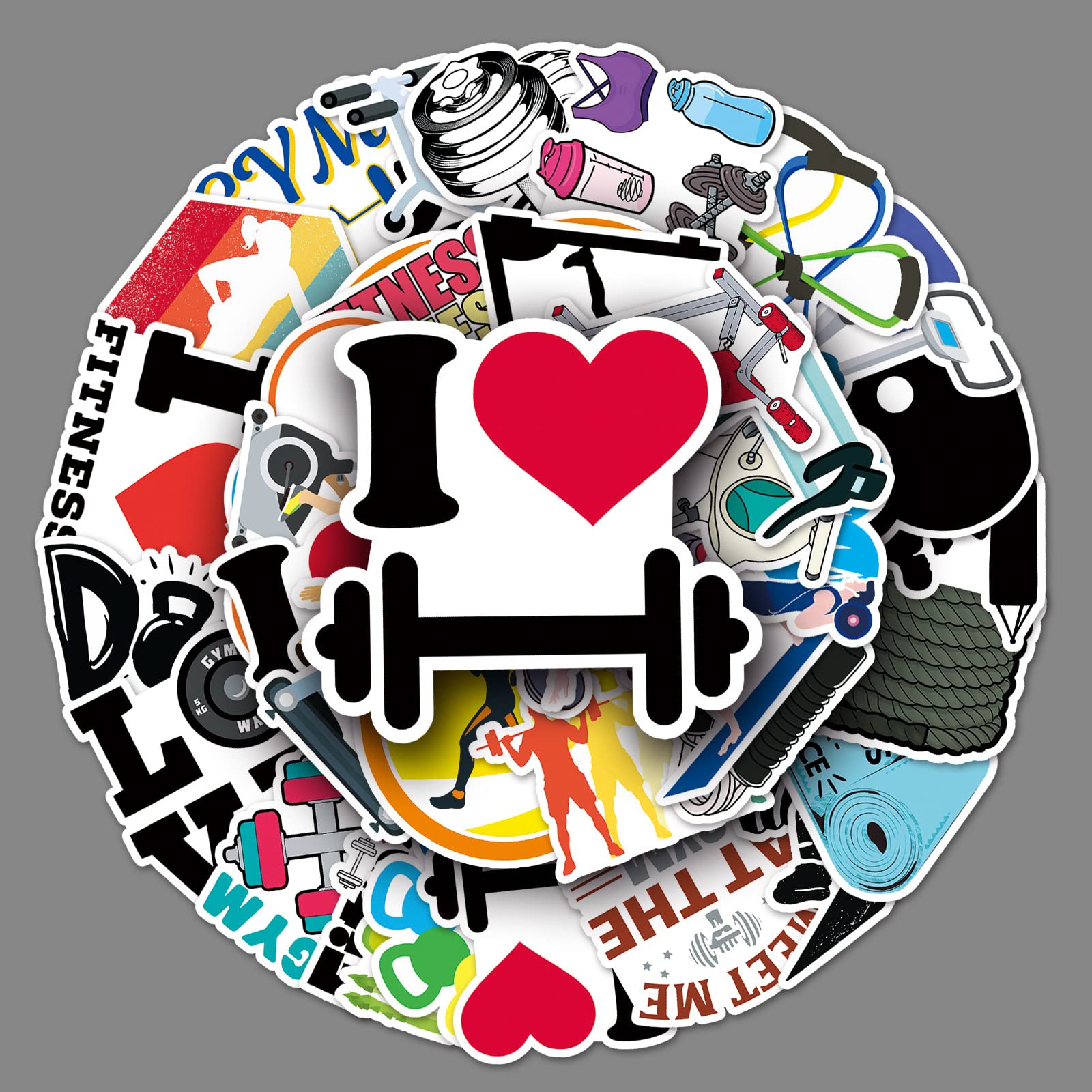 50Pcs Fitness Stickers Trendy Waterproof Gym Stickers for Laptop Guitar Skateboard Water Bottle Luggage Notebook Phone Bicycle Car Computer,Vinyl Inspirational Sports Decals for Teens Adults