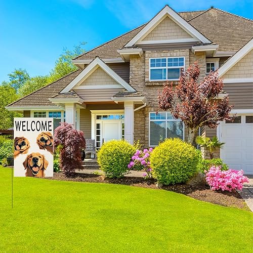 Miniatura 2 de TopPacific Golden Retriever - Bandera de jardín para perro, bandera de bienvenida para el jardín, bandera de arpillera de doble cara para