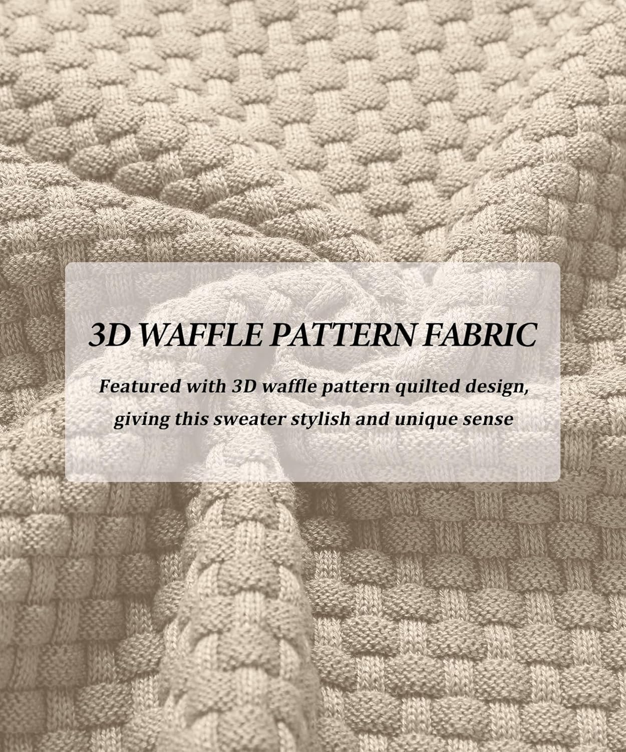 Zaitun Men's Quarter Zip Sweaters Polo Zip Up Pullover Waffle Knit Mock Neck Turtleneck - Image 5