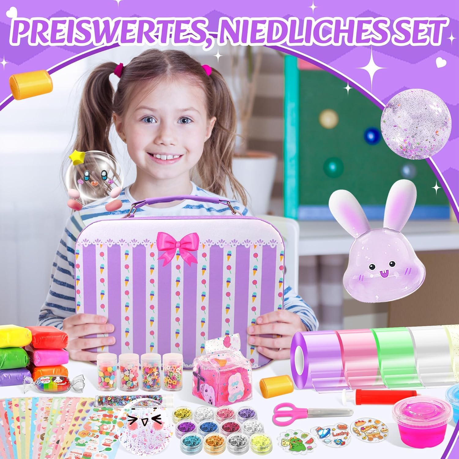 JONRRYIN 106 Pezzi Nano Tape Bubble Kit, 5 Nastro Nano con Pacchetti Materiale,Fai Da Te Nano Tape Squishy Bubble Craft per Bambini, Nano Tape Kit per Bolle Soffiabili per Ragazze
