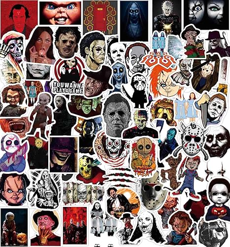 200 Pcs Horror Stickers, Vinyl Waterproof Laptop Decals Water Bottle Stickers, Horror Movie Theme Decor Halloween Stickers Scary Gift for Teens Adults - Horror Movies-200