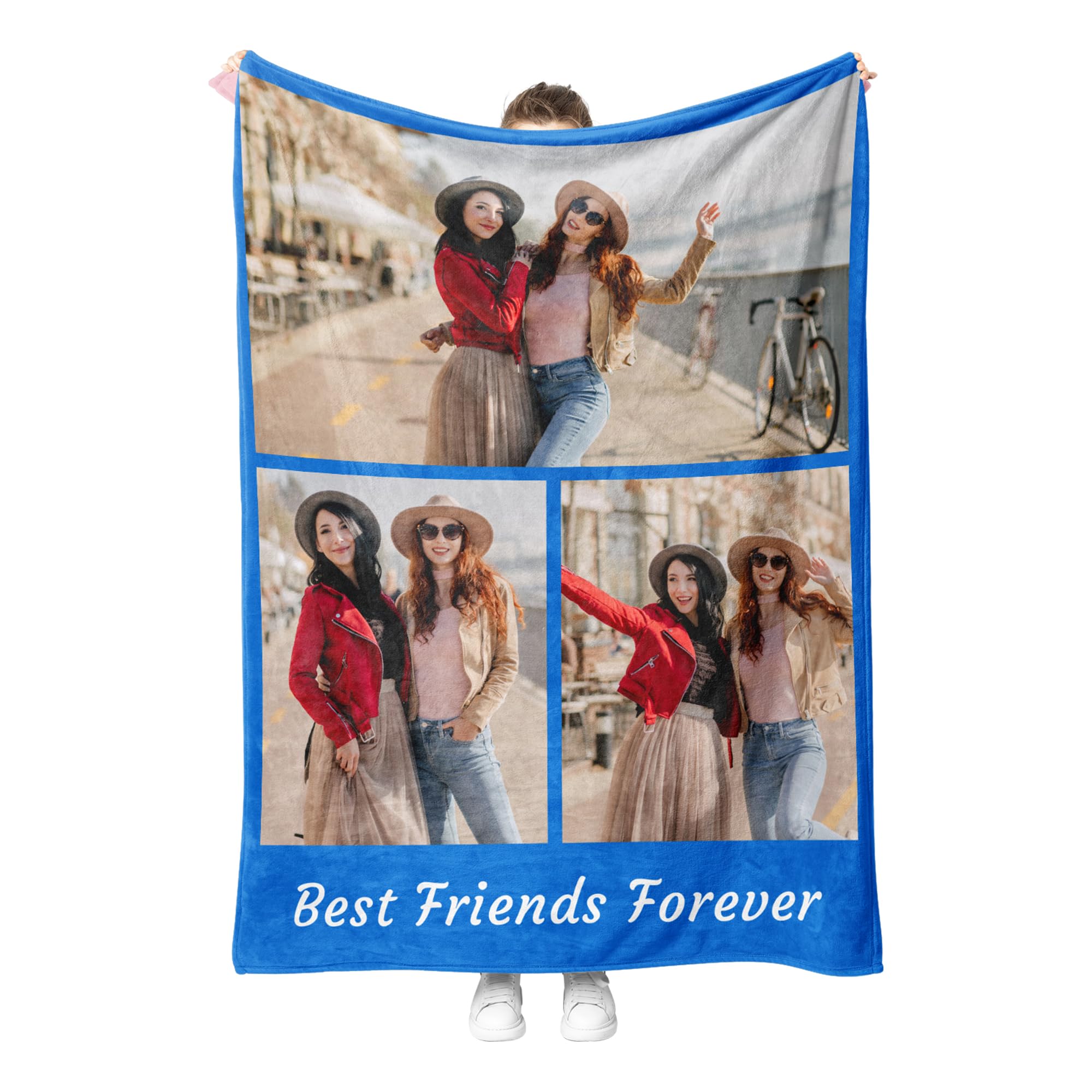 Custom Blanket Personalised Blanket with Photos Text.Custom Blanket with 19 Photo Collages.Flannel Blankets for Family Birthday Wedding Gift Fits Couch Sofa Bedroom Living Room 100cm X 75cm
