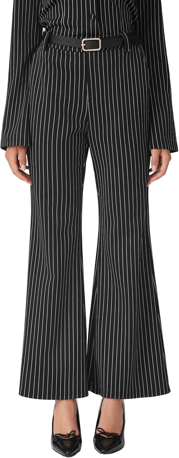 CIDER Women's Striped Bell Bottom Pants High Waist Flare Trousers - Image 4