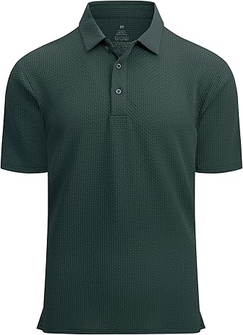 Alex Vando Mens Bubble Jacquard Polo Shirt Super Stretch Short Sleeve Polo Shirts for Men