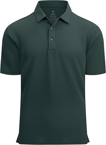 Alex Vando Mens Bubble Jacquard Polo Shirt Super Stretch Short Sleeve Polo Shirts for Men