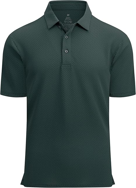 Alex Vando Mens Bubble Jacquard Polo Shirt Super Stretch Short Sleeve Polo Shirts for Men