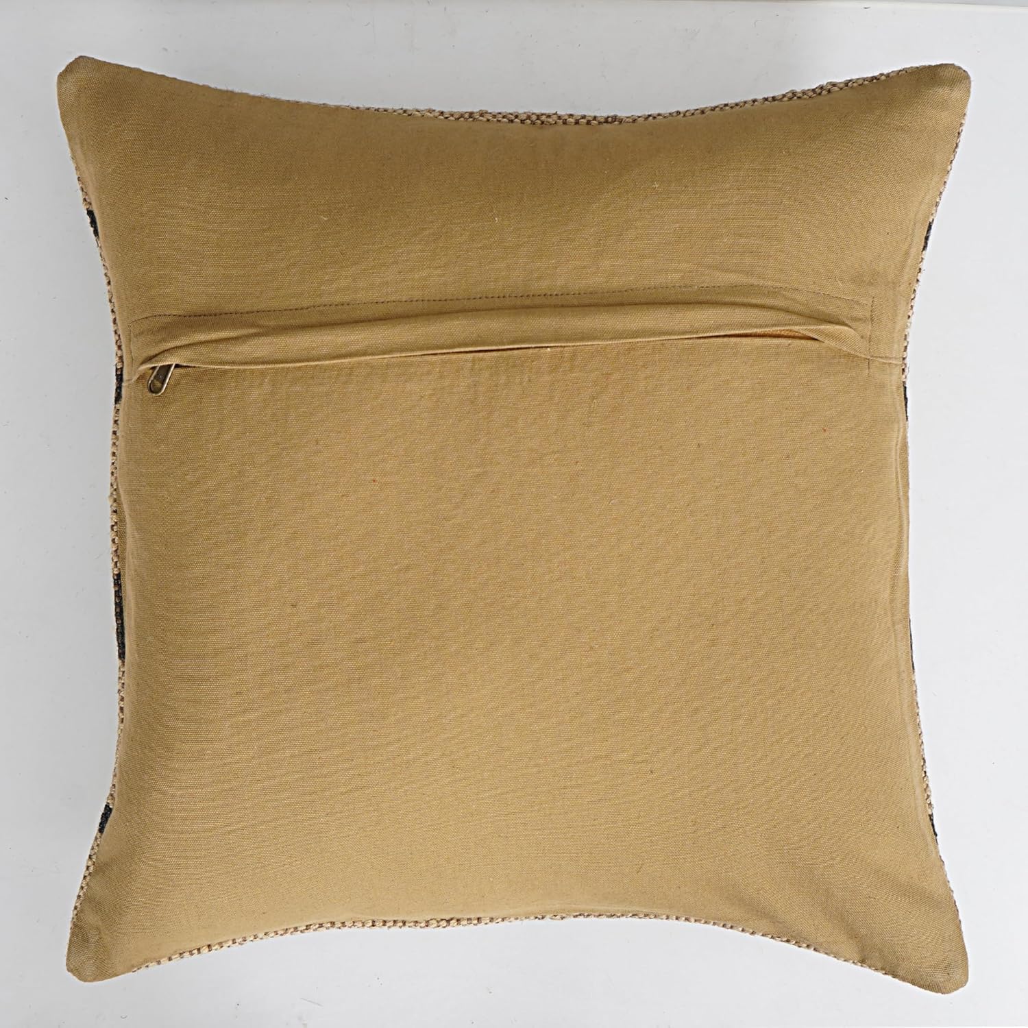 Indian Handwoven Wool Jute Kilim Pillow Cover Square 18x18 Inches Cushion Case Authentic Indoor Outdoor Home Decor Bed, Sofa, Care and Multipurpose Use Natural Handmade Pattern 14