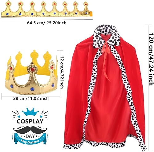 Miniatura 2 de Paquete de 2 disfraces de reyes para adultos, capa de reina para adultos, Halloween, King, príncipe, cosplay, fiesta de cumpleaños