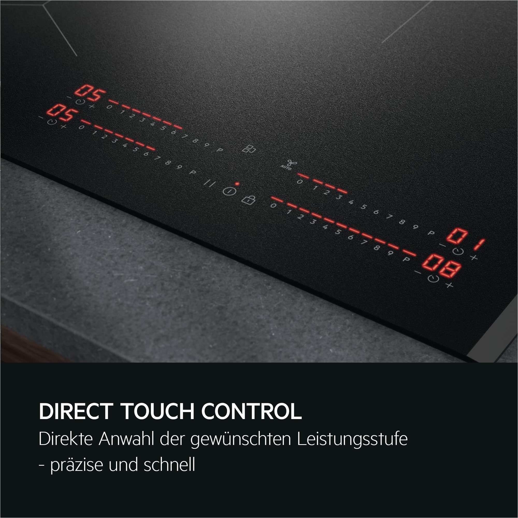 AEG Induktionskochfeld 80 cm SaphirMatt Testsieger ETM TII84B0FFZ | Bis zu 10x weniger sichtbare Kratzer, resistent gegen Fingerabdrücke, Made in Germany, schnelles Aufheizen mit PowerBoost