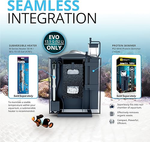 Miniatura 6 de Fluval Evo XII Kit de acuario de agua salada, 13.5 galones – Tanque de peces de agua salada con LED con capacidad de arrecife, filtración eficiente