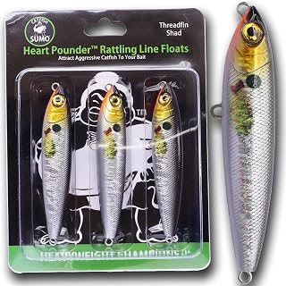 Heart Pounder Catfish Rattling Line Float Lure for Catfishing, Demon Dragon Style Peg for Brute Size Baits, 5 inch, 3-Pack