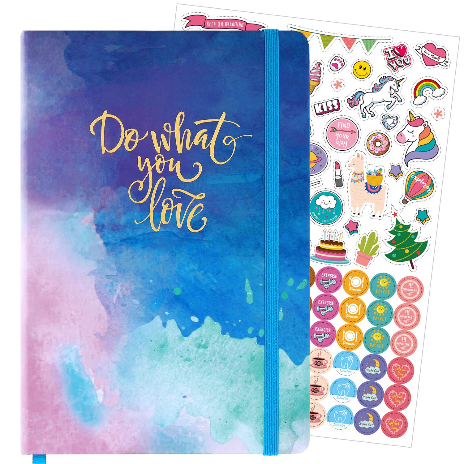 Dotted Bullet Notebook/Journal - Dot Grid Hardcover Notebook, Premium Thick Paper with Stickers and Page Quick Page Finder, 5.75" x 8.4"