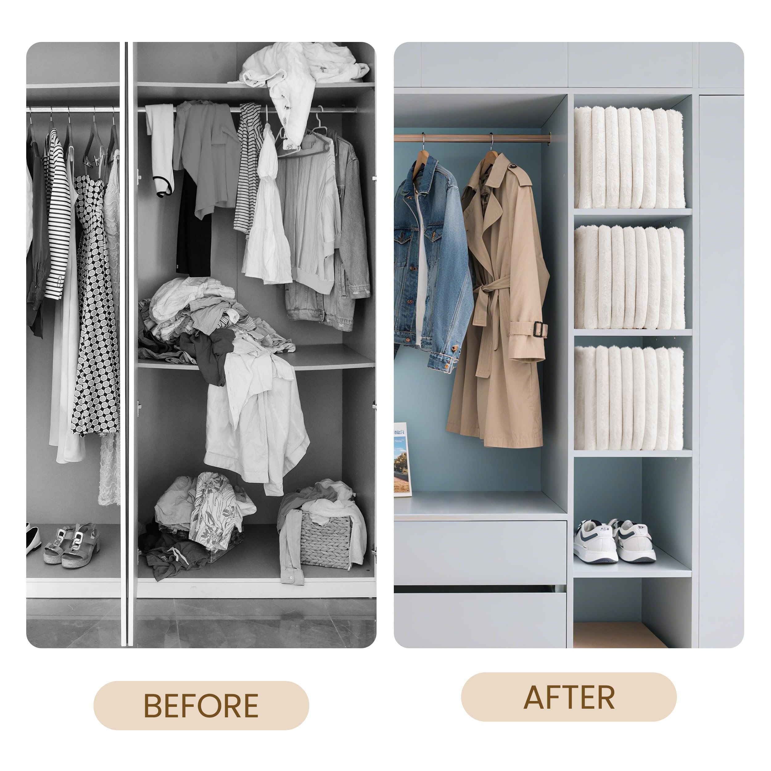 AELS Gestreifte Aufbewahrungskörbe aus Kunstfell, 27,9 cm, weicher Plüsch, faltbar, dekorative Organizer für Schrank oder Regale, gemütliche Aufbewahrungsboxen im Mid-Century-Stil für Heimdekoration