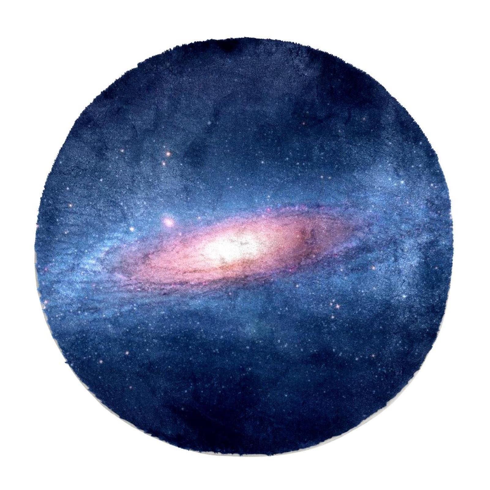 Tapis galaxie rond en fausse fourrure de lapin premium 70 cm