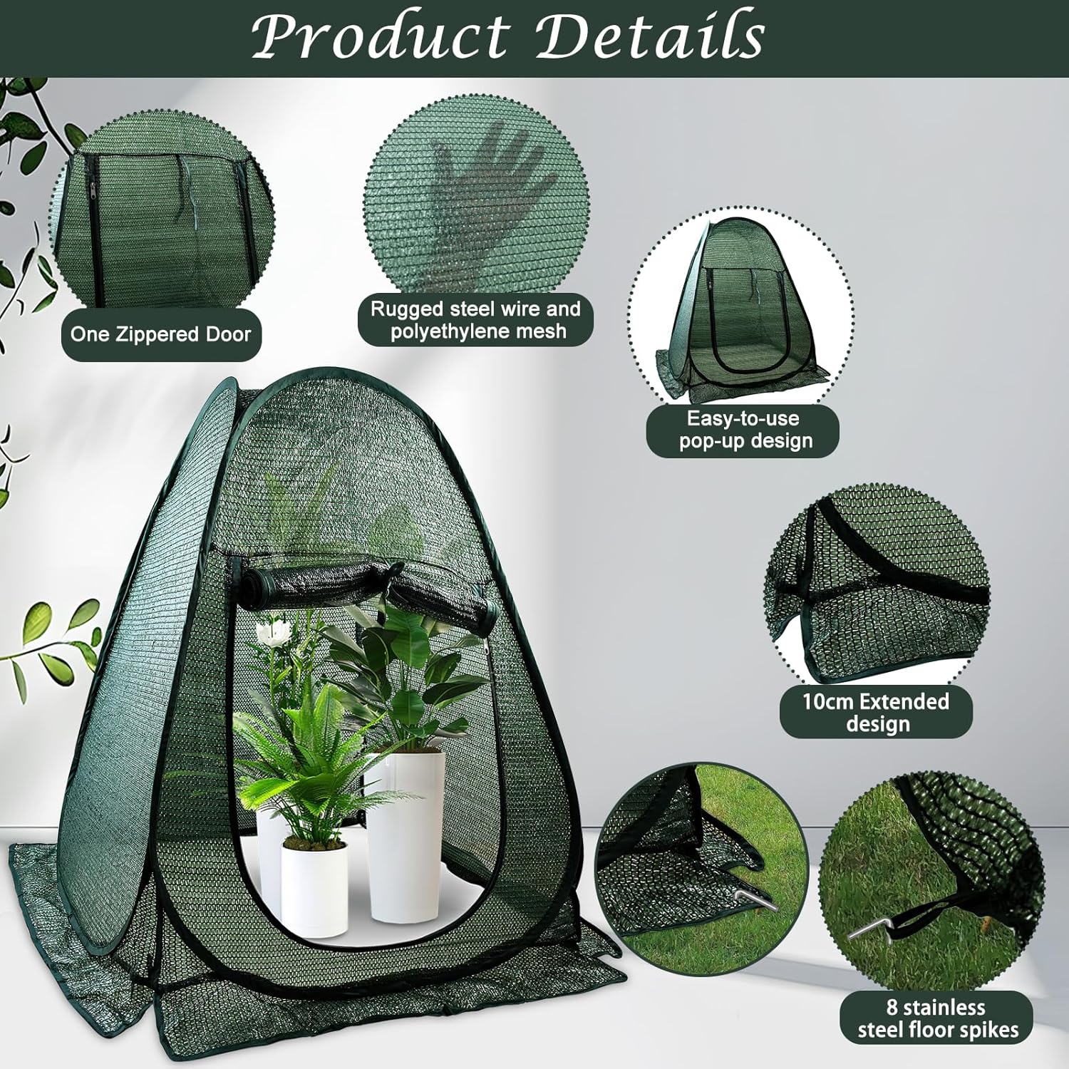 2 PCS Pop up Plant Cover Tent for Outdoor Plants, Large Plant Shade Tent 80% UV Resisitant Sunblock Shade Cloth Net Zipper Door Garden Pest Guard Plants Sun Protection with Stakes, 28 x 28 x 32 Inch