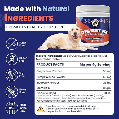 Miniatura 2 de Rx Furr Probióticos para perros enzimas digestivas, apoya la salud intestinal, prebióticos y probióticos formulados por veterinarios, para apoyo