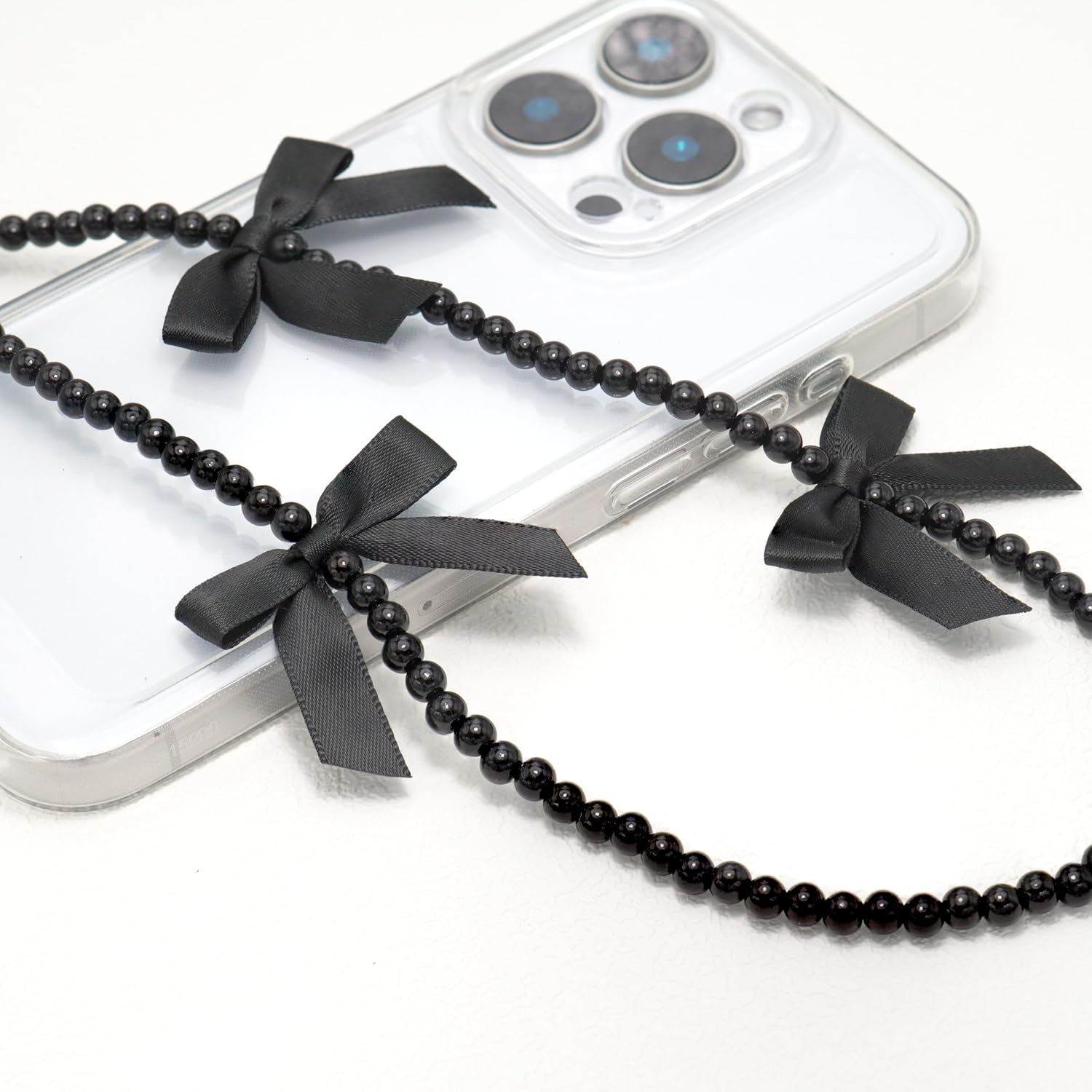 Bow Phone Charm Wrist Strap, Beaded Lanyard Wristlet Chain, Anti-Theft & Hands-Free Bracelet Strap for Phone Cases
