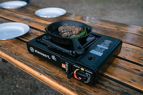 Miniatura 4 de Stansport Estufa portátil de butano para exteriores, negro, 13.38 pulgadas de largo x 10.82 pulgadas de ancho x 4.33 pulgadas de alto