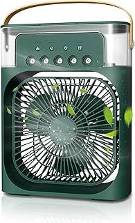 Drumstone Portable Air Conditioner Fan Mini Evaporative Cooler, 3-Speed USB Air Cooler with Mist Spray & Timer, Personal AC Fan for Bedroom, Office, Travel & Outdoor Use, Green
