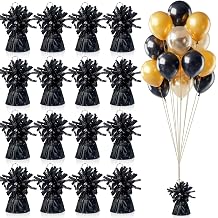 16 PCS Metallic Wrapped Balloon Weights Gold Heavy Balloon Weight for Balloons Birthday Party Table Centerpiece Decorations Black
