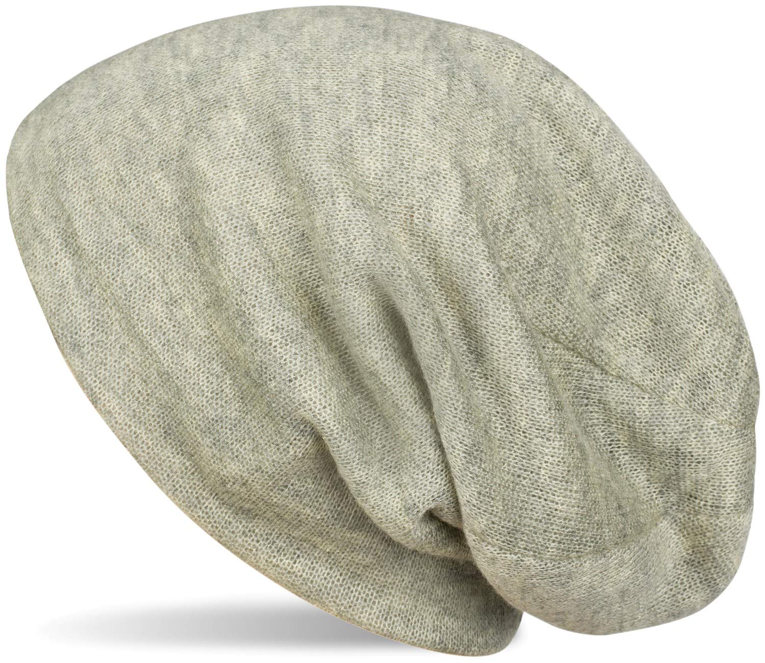 styleBREAKER Soft fine Knit Beanie Cap, Melange Optic, Slouch longbeanie, Unisex 04024109, Color:Jade Green