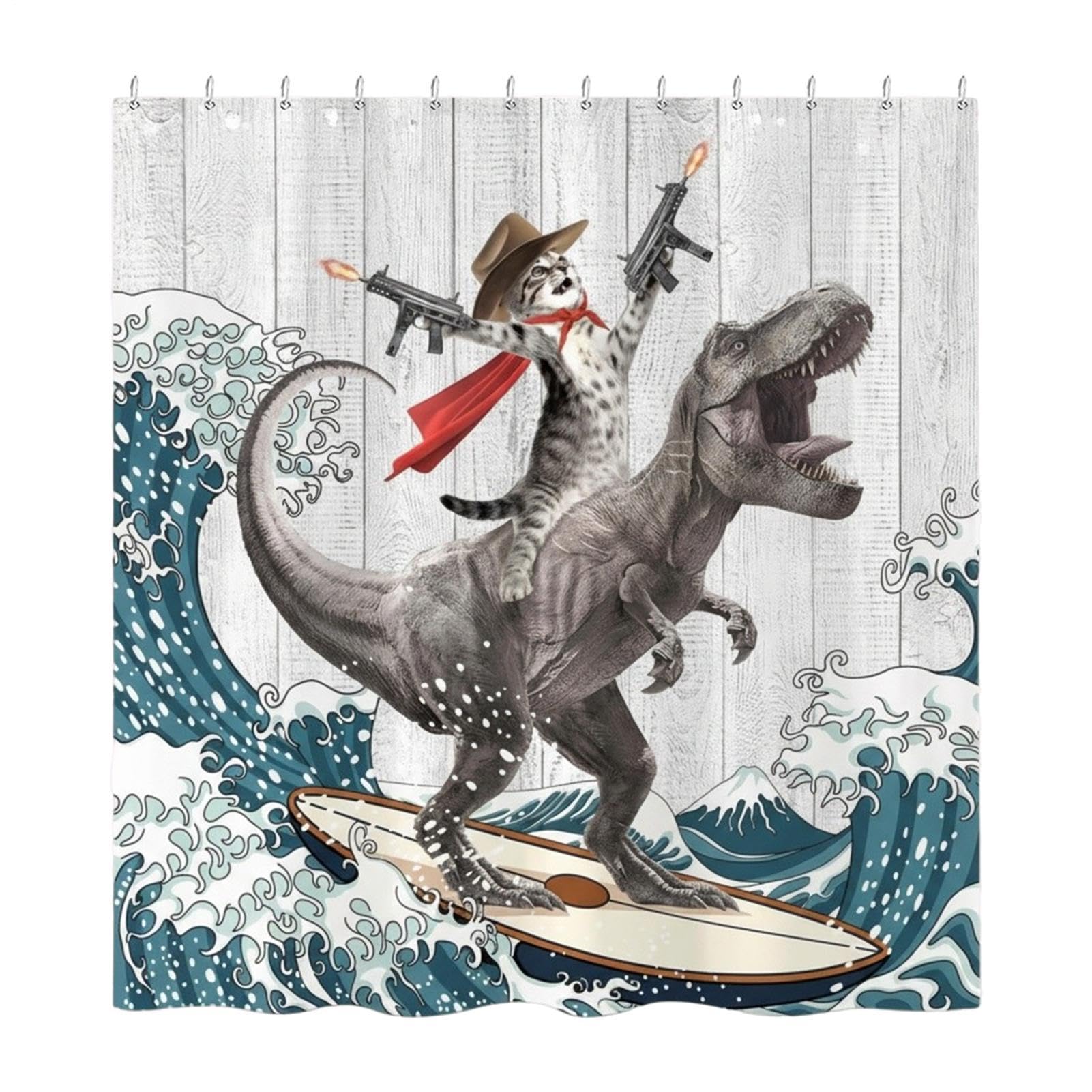 Rideau de douche en tissu haut de gamme motif dessin animé 183cm avec crochets amovibles