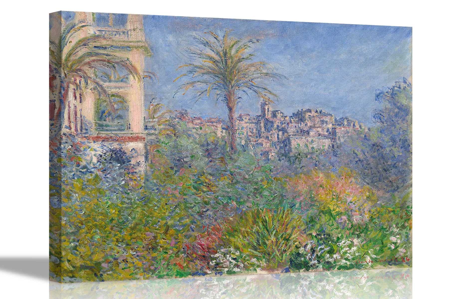 Artley Prints Blue Garden Villas At Bordighera Claude Monet Canvas Prints Framed Wall Art Poster Pictures Artfor Home Livingroom Pictures 51 X 38Cm (20 X 15 Inches)