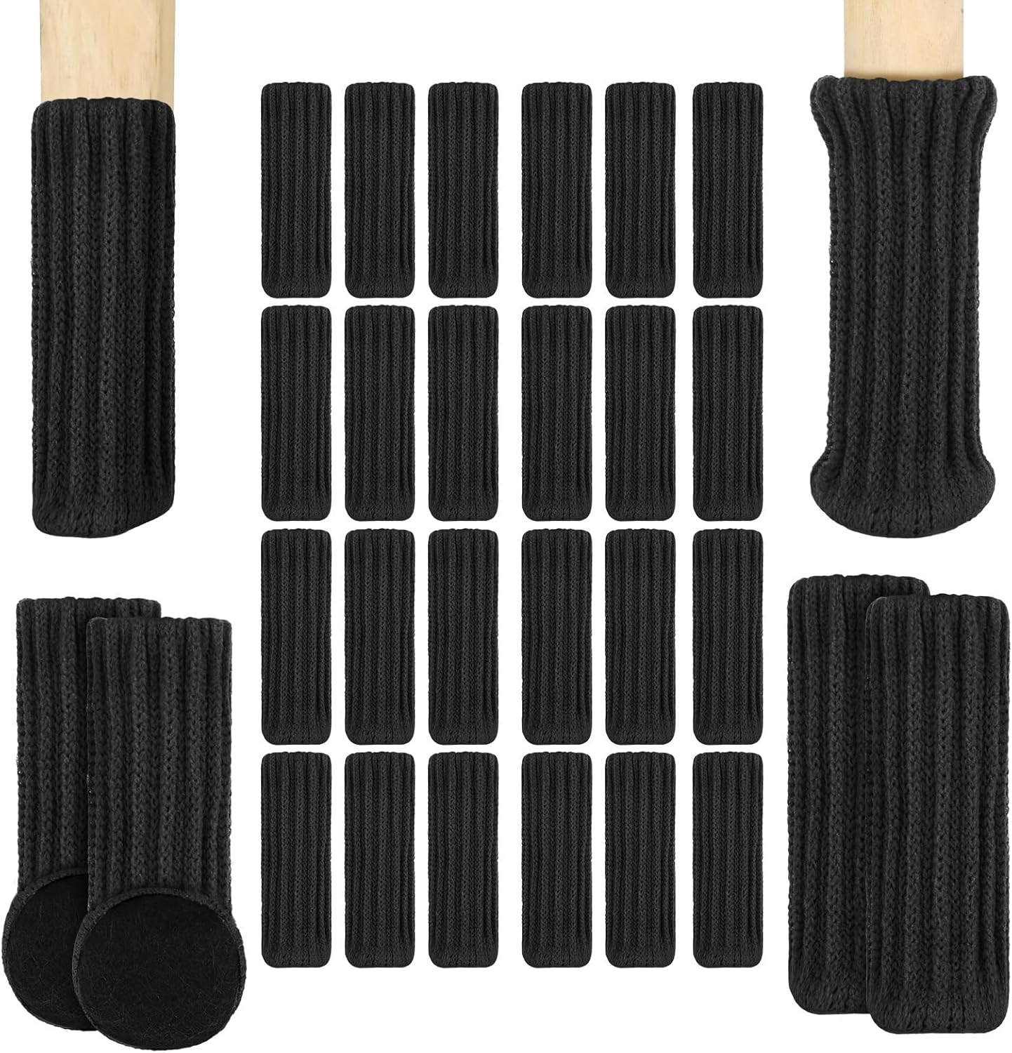 FRIUSATE 30PCS Chair Socks,Chair Leg Socks with Felt Pads,Chair Leg