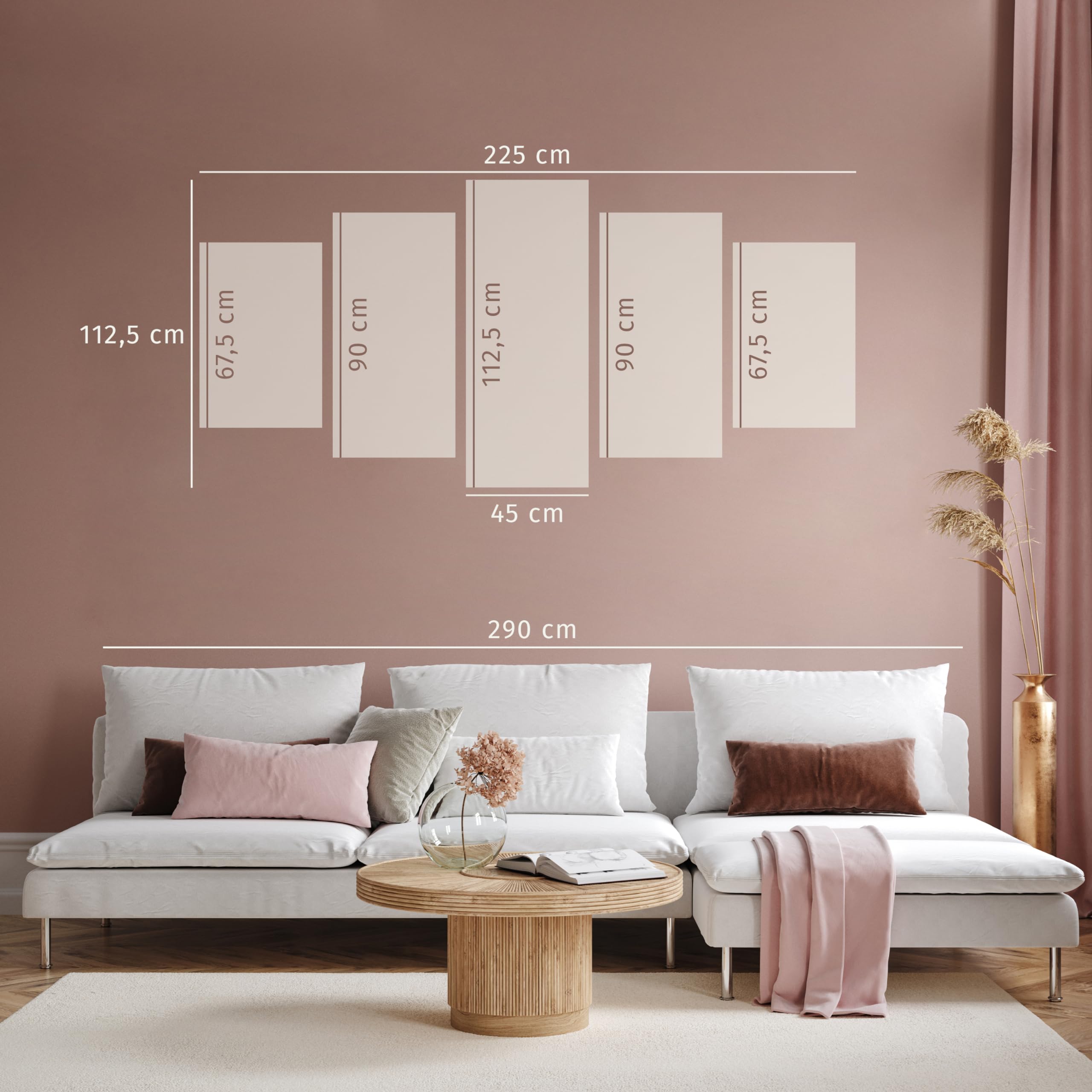 B&D XXL - Panneau Acoustique Mural, Tableau Décoration Nature 225x112 cm | Mousse Acoustique - 2,6 cm, Réduit les échos le salon, Décoration Murale Moderne 2-en-1, Toile tendue sur châssis en Bois