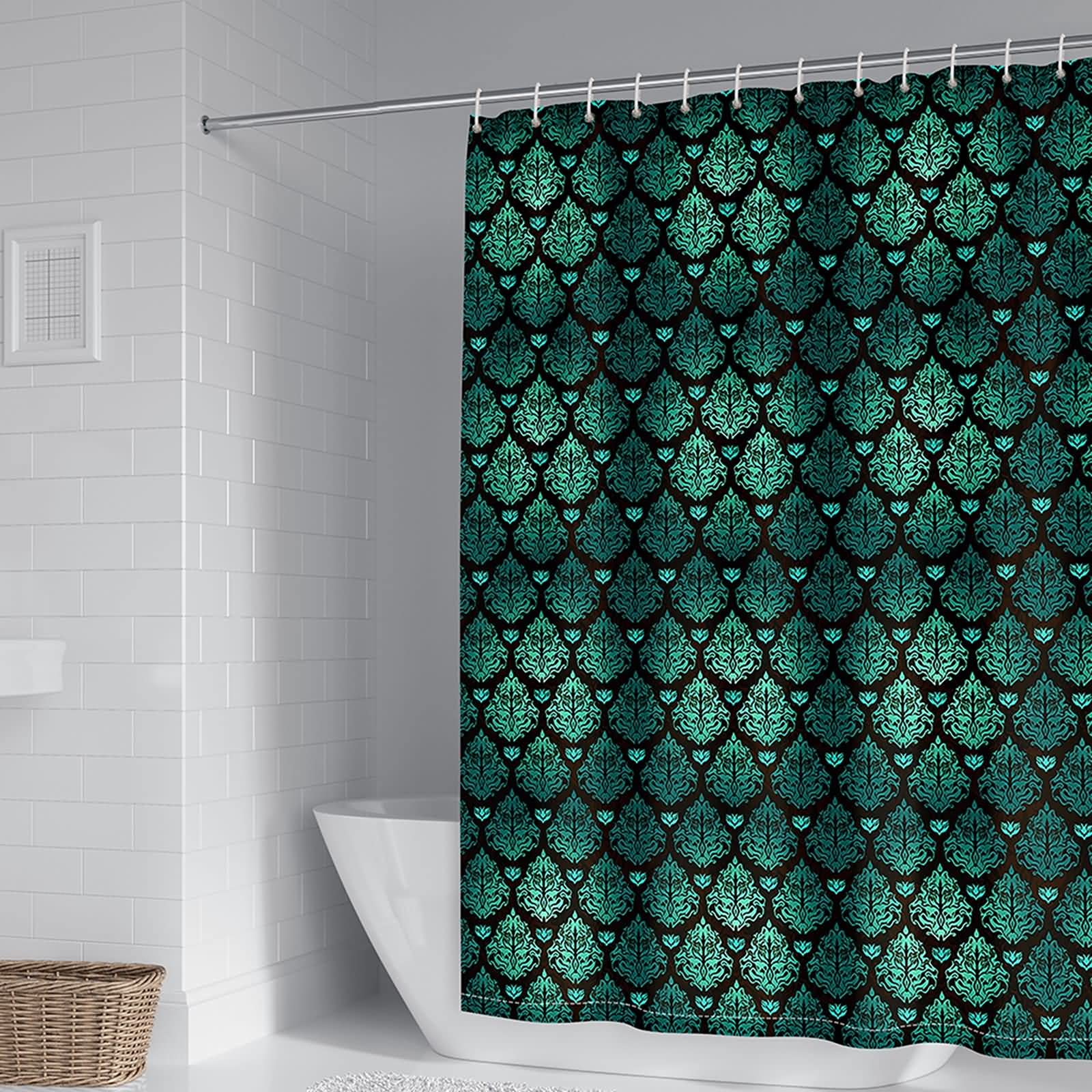 Rideau de douche anti moisissure KnSam à motif vintage vert pour une salle de bain saine
