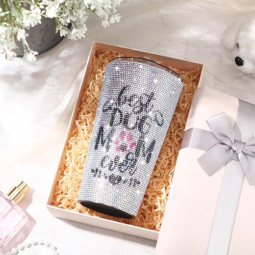 Miniatura 3 de Domensi Regalo de agradecimiento para mamá, botella de agua con purpurina de 20 onzas con tapa y pajitas, regalo de cumpleaños para gatos, mamá,