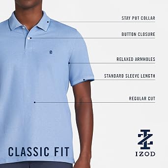 Izod Men's Advantage Performance Short Sleeve Fashion Polo Shirt