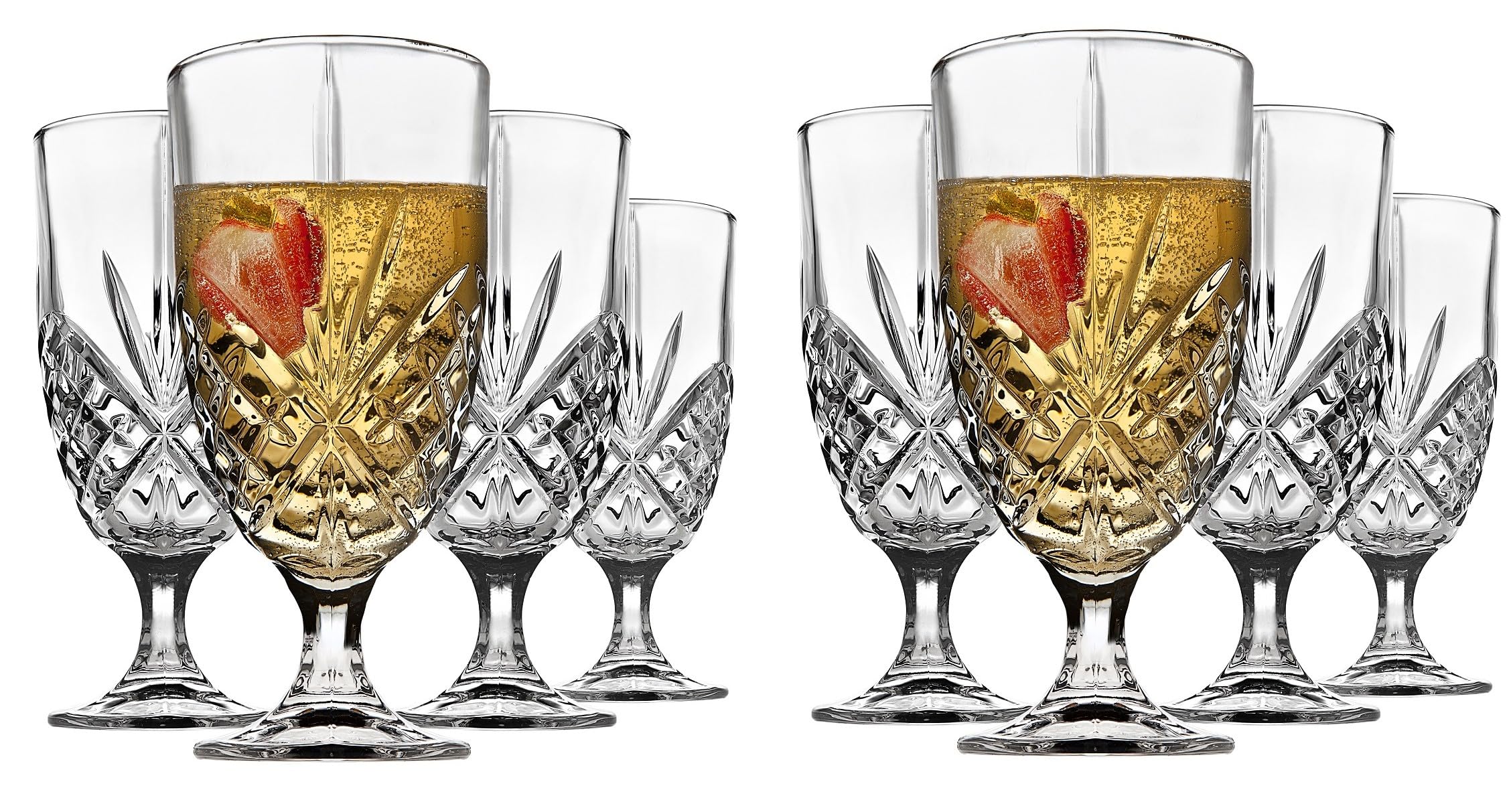 Photo 1 of Godinger Iced Beverage Glasses, Stemmed Crystal Glass Drinking Glasses - Dublin Collection, 16oz, Set of 8