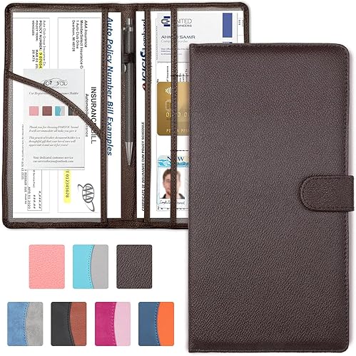 Miniatura 26 de foryou Soporte para registro de automóvil y seguro con cierre magnético, guantera de vehículo para documentos, organizador de papeleo