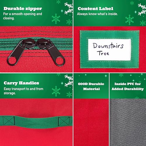 Miniatura 14 de HOLDN' STORAGE Bolsa para árbol de Navidad resistente 600D Oxford, bolsas de almacenamiento para árbol de Navidad que se adapta a hasta 9 pies