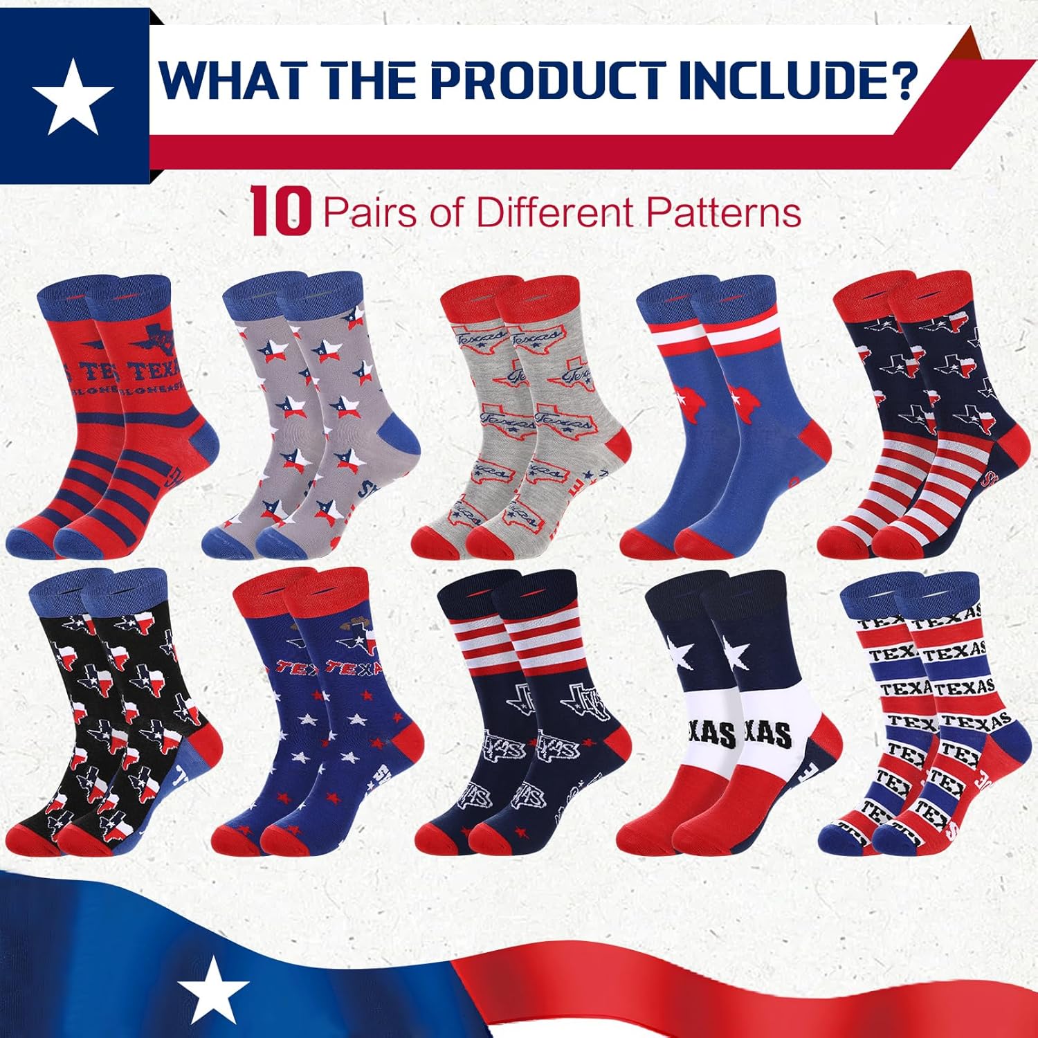 Geyoga 10 Pcs Texas Socks Novelty Texas Souvenirs Gifts City State Gift Socks Funny Travel Lover Souvenirs for Men Women - Image 4