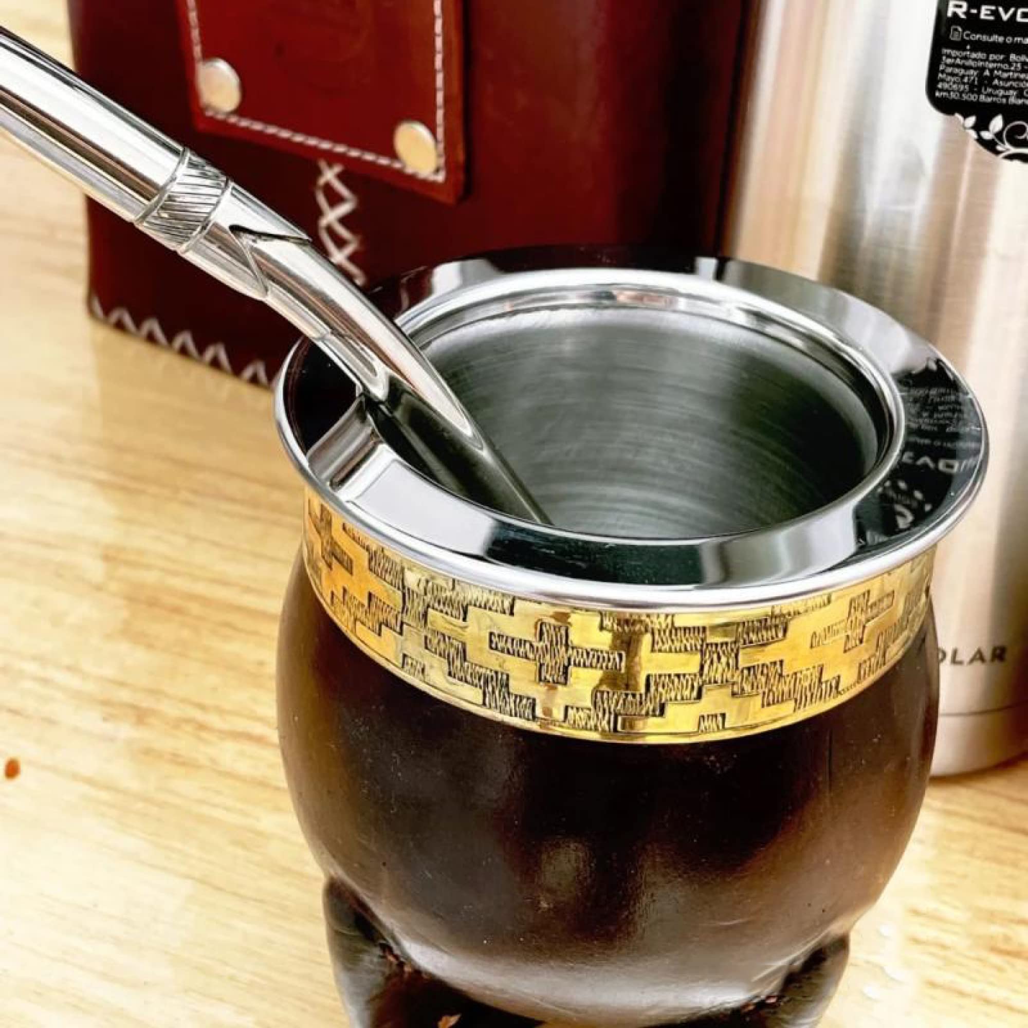 Amazon | 7オンスレザーバウンドYerbaMateひょうたんカップステンレス