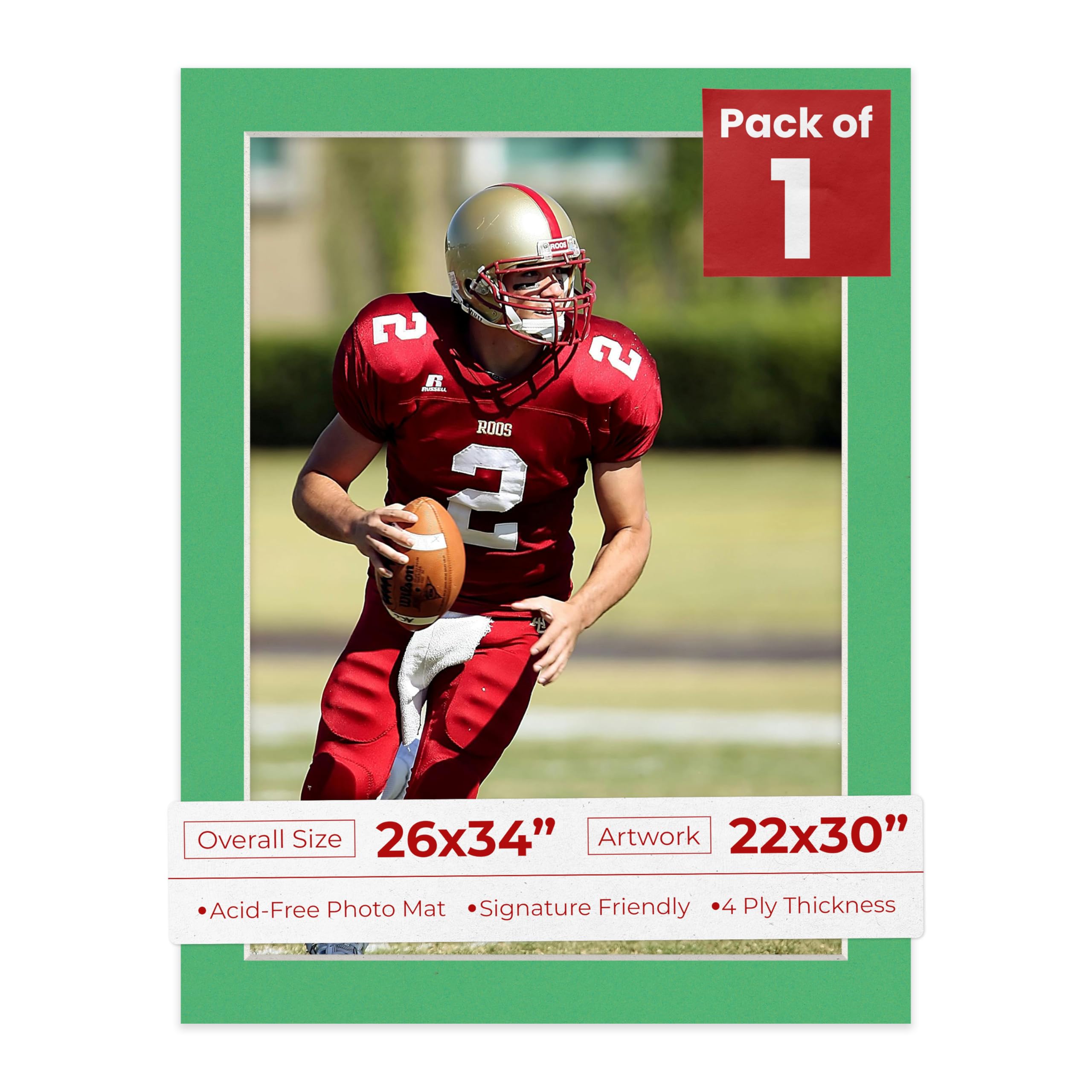 26x34 Mat Bevel Cut for 22x30 Photos - Acid Free Bright Green Precut Matboard - For Pictures, Photos, Framing - 4-ply Thickness-image-39