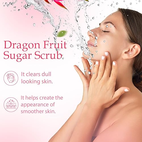Vista 4 de Exfoliante de azúcar con fruta del dragón y otros ingredientes naturales para exfoliante corporal y exfoliante de pies, exfoliante suave para nutrir