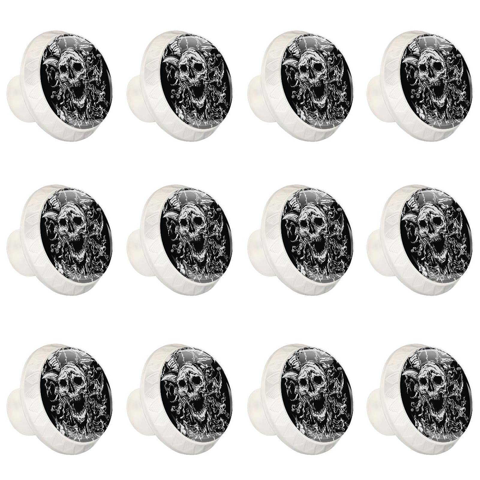 Boutons d'armoires de cuisine pirate crâne noir lot de 12 poignées