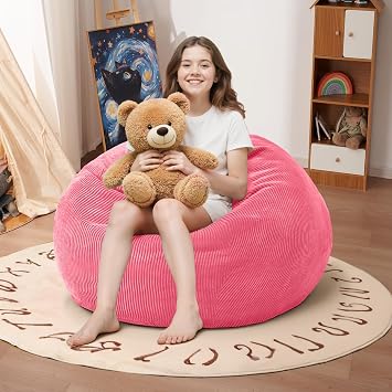 2FT Bean Bag Chair: 2' Bean Bags with Memory Foam Filled,Comfy Beanbag Chairs Teardrop Bean Bag Sofa with Corduroy Cover