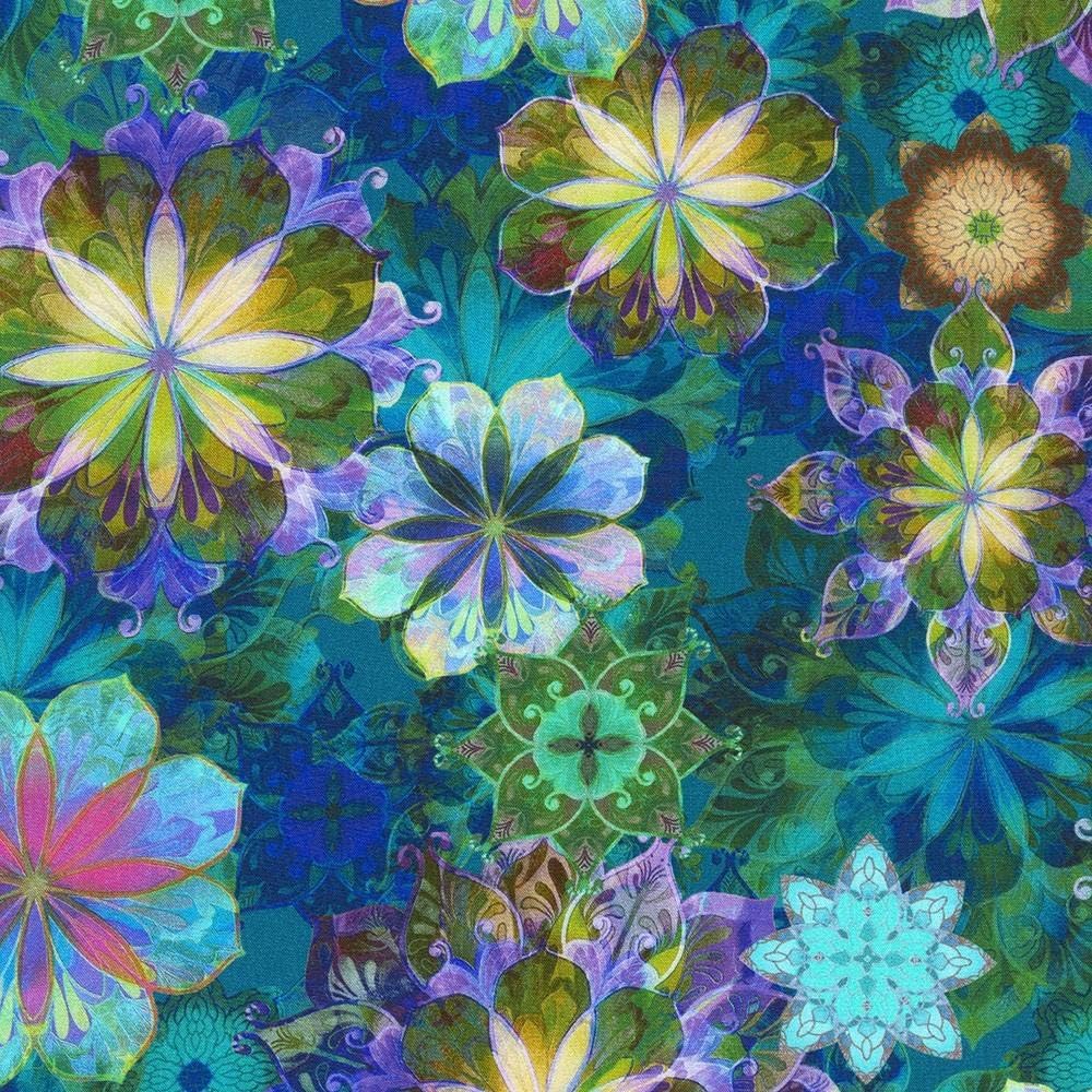 Fabrics Venice Christiane Marques Layered Flowers Teal