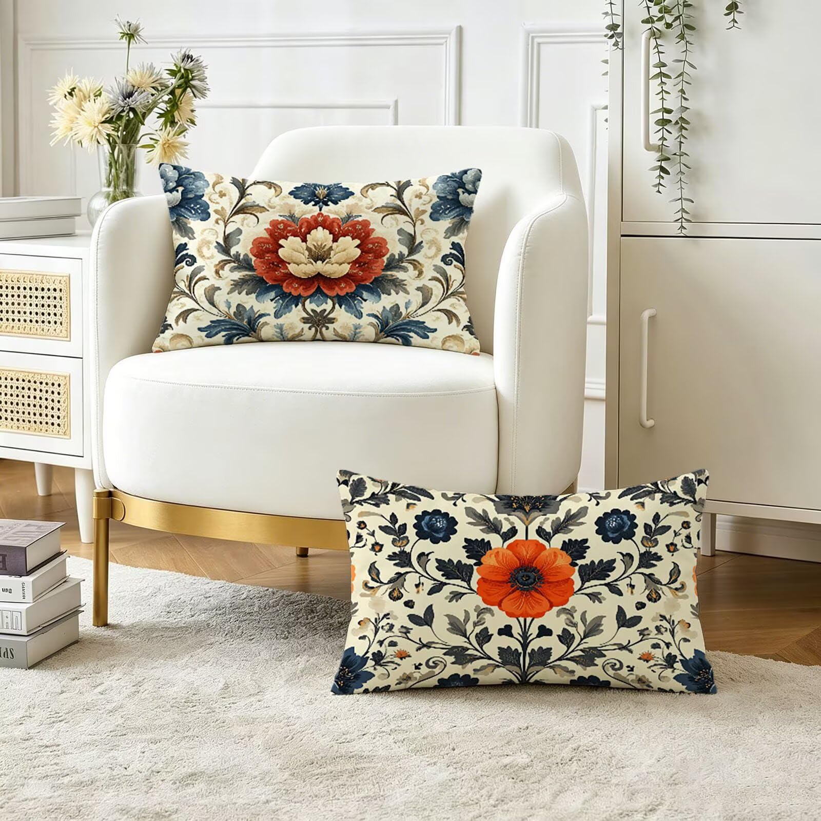 Housse coussin 40x60 cm lot de 2 imperméable été pour canapé extérieur et décoration salon