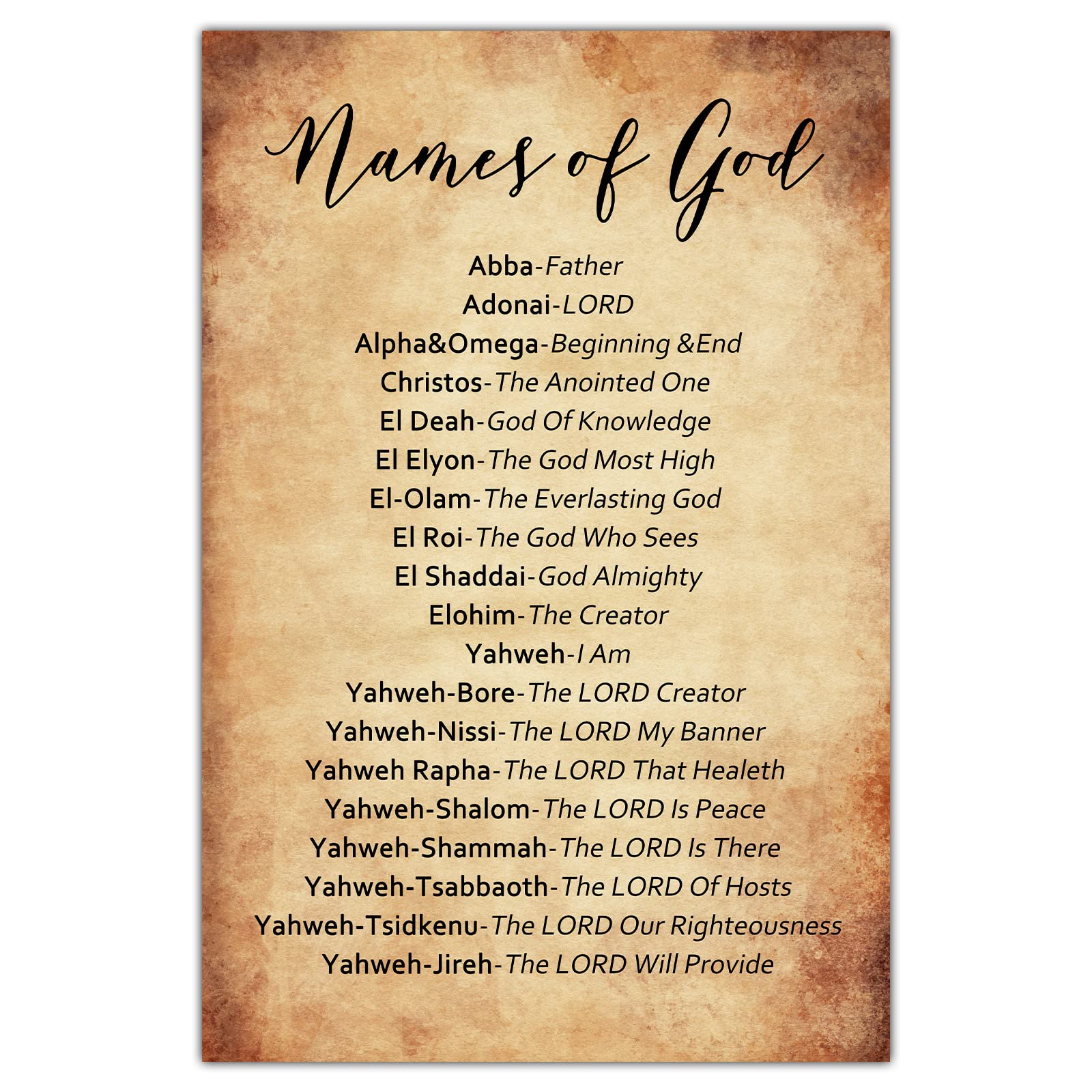 Amazon.com: Names of God Bible Scripture Wall Decor Christian Wall Art ...