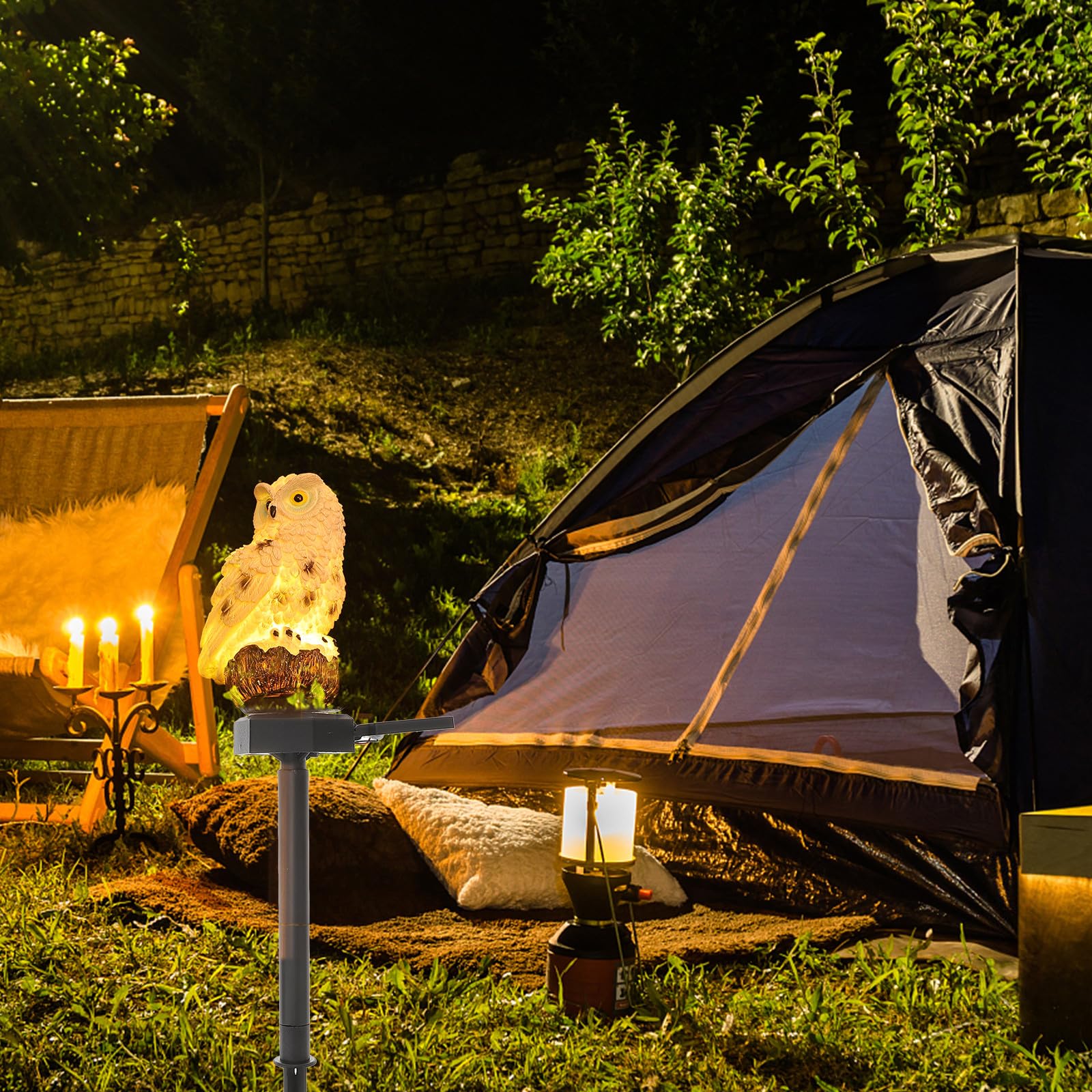 Lampes Solaires Hibou à Piquer pour Jardin, Lot de 2, LED
